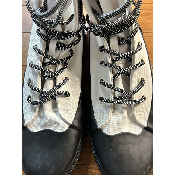 Hunter Unisex Target Dipped Canvas High-Top Sneakers White Black Size M9.5 W11.5 - Picture 9 of 15